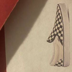 Black and white checkered slip on vans